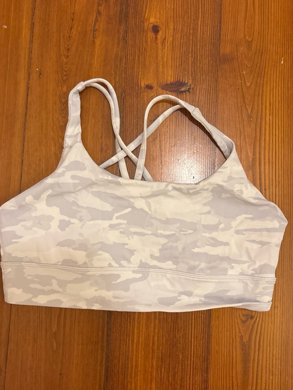 lululemon athletica White Camo Strappy Sports Bra
